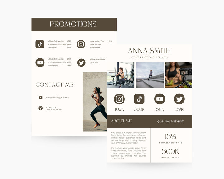 Media Kit Template, Edit on Canva, Neutral Brown Beige Aesthetic Press Kit, Customizable Template Digital Download for Influencer