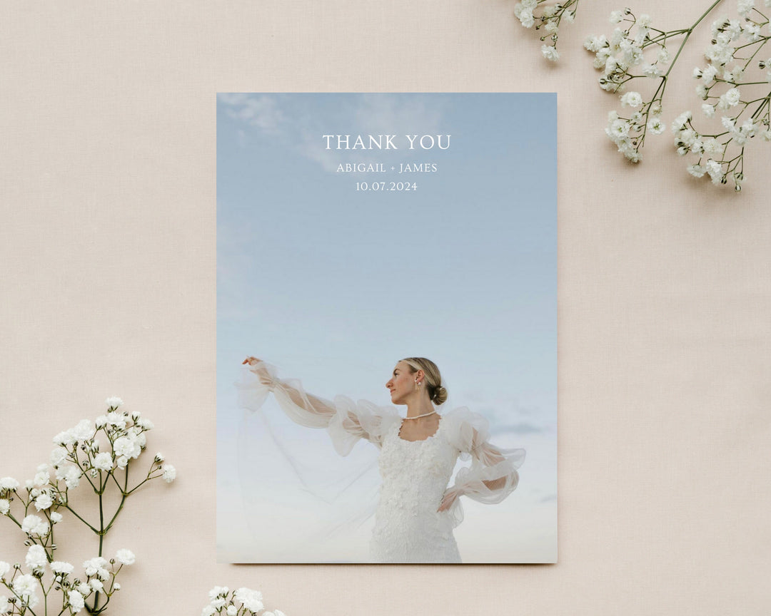 Wedding Thank You Card Template Minimal Beach, Edit on Canva, Digital Download, Printable Template Card Wedding Aesthetic Modern Boho