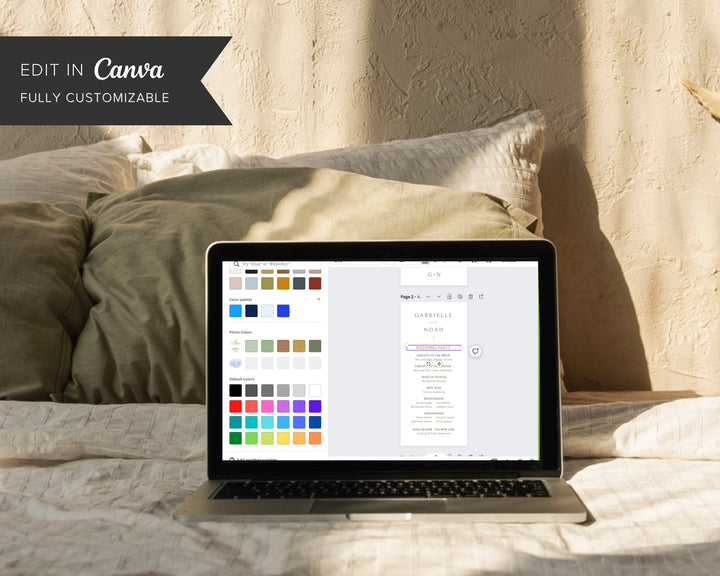 Romantic Wedding Program, Canva Template, Editable Wedding Itinerary, Digital Download Wedding Program, Wedding Brochure Playbill