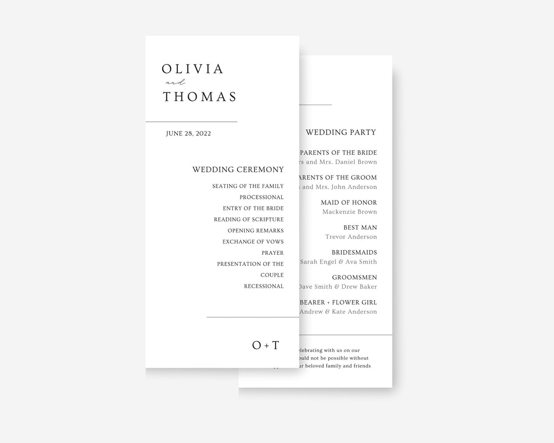 Modern White Wedding Program, Canva Template, Editable Wedding Itinerary, Digital Download Wedding Program, Wedding Brochure Playbill