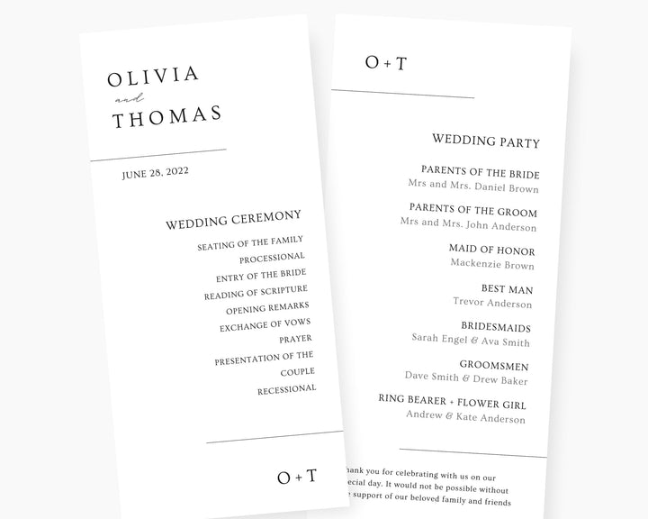 Modern White Wedding Program, Canva Template, Editable Wedding Itinerary, Digital Download Wedding Program, Wedding Brochure Playbill