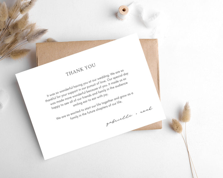 Wedding Thank You Card Template Classic, Edit on Canva, Digital Download, Printable Template Card Wedding Aesthetic Classic Modern Chic