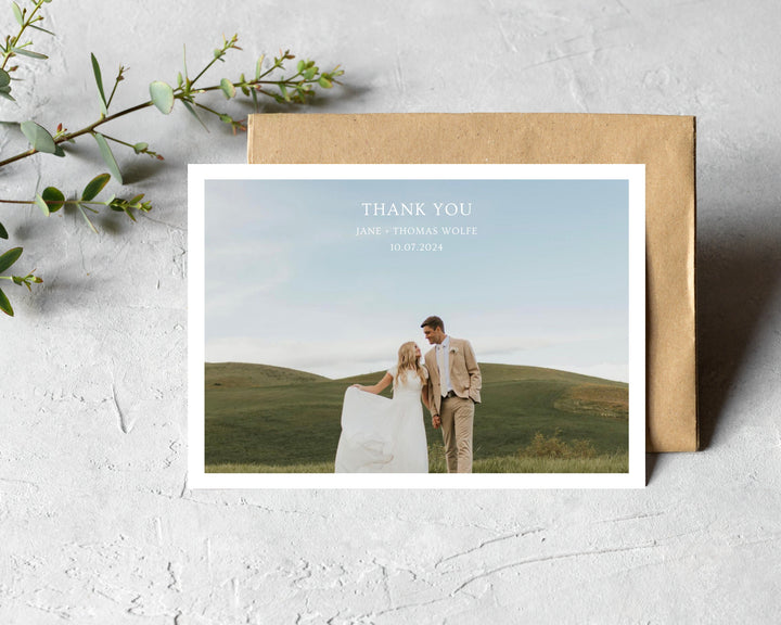 Wedding Thank You Card Template Boho Horizontal, Edit on Canva, Digital Download, Printable Template Card Wedding Aesthetic Classic Minimal