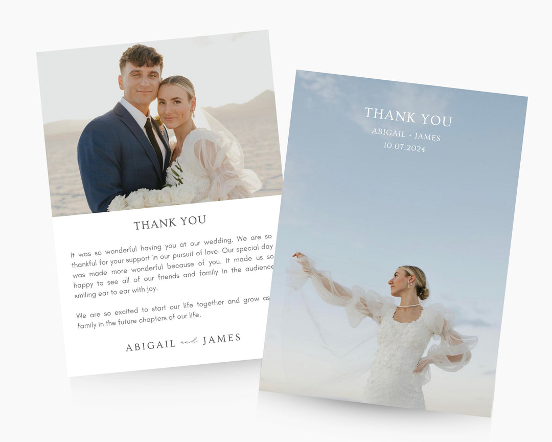Wedding Thank You Card Template Minimal Beach, Edit on Canva, Digital Download, Printable Template Card Wedding Aesthetic Modern Boho