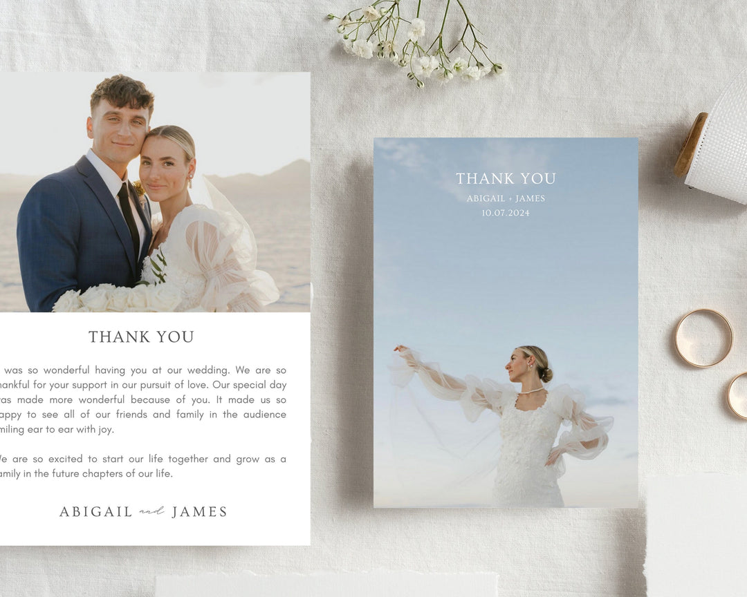 Wedding Thank You Card Template Minimal Beach, Edit on Canva, Digital Download, Printable Template Card Wedding Aesthetic Modern Boho