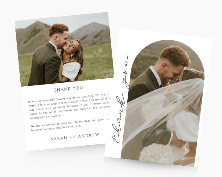 Wedding Thank You Card Template Boho Chic, Edit on Canva, Digital Download, Printable Template Card Wedding Aesthetic Modern Minimal