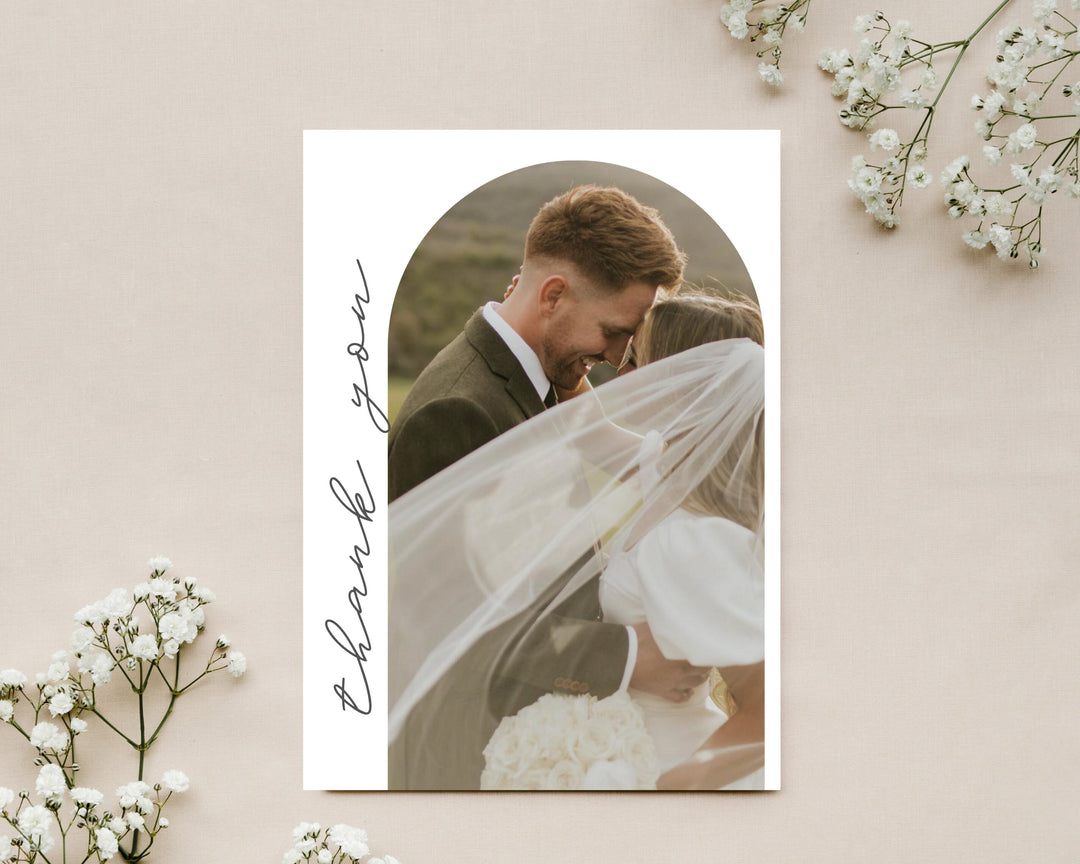 Wedding Thank You Card Template Boho Chic, Edit on Canva, Digital Download, Printable Template Card Wedding Aesthetic Modern Minimal