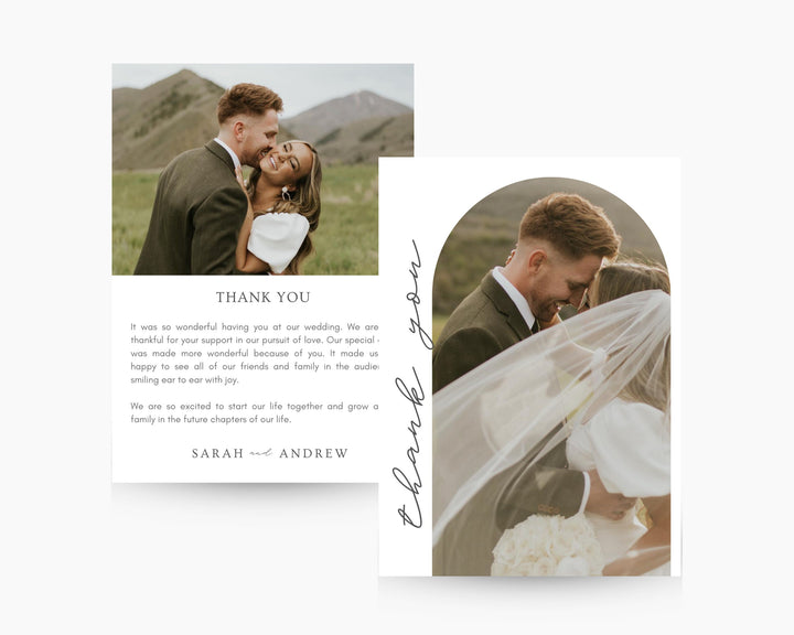 Wedding Thank You Card Template Boho Chic, Edit on Canva, Digital Download, Printable Template Card Wedding Aesthetic Modern Minimal