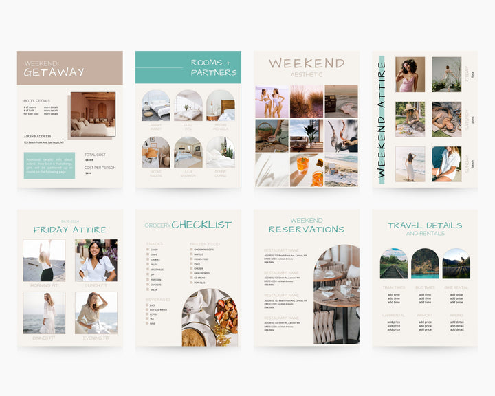 Bachelorette Itinerary Digital Template Beach Theme | Complete Planner | Edit on Canva | Customizable for Mobile, Desktop, Modern Neutral