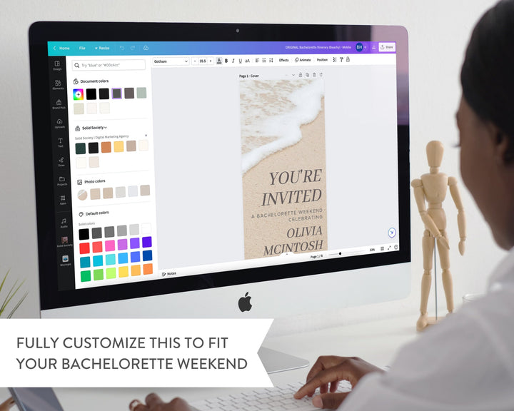 Bachelorette Itinerary Template, Beachy Themed, Editable on Canva, Printable Editable Template, Weekend Planner Digital Template Download