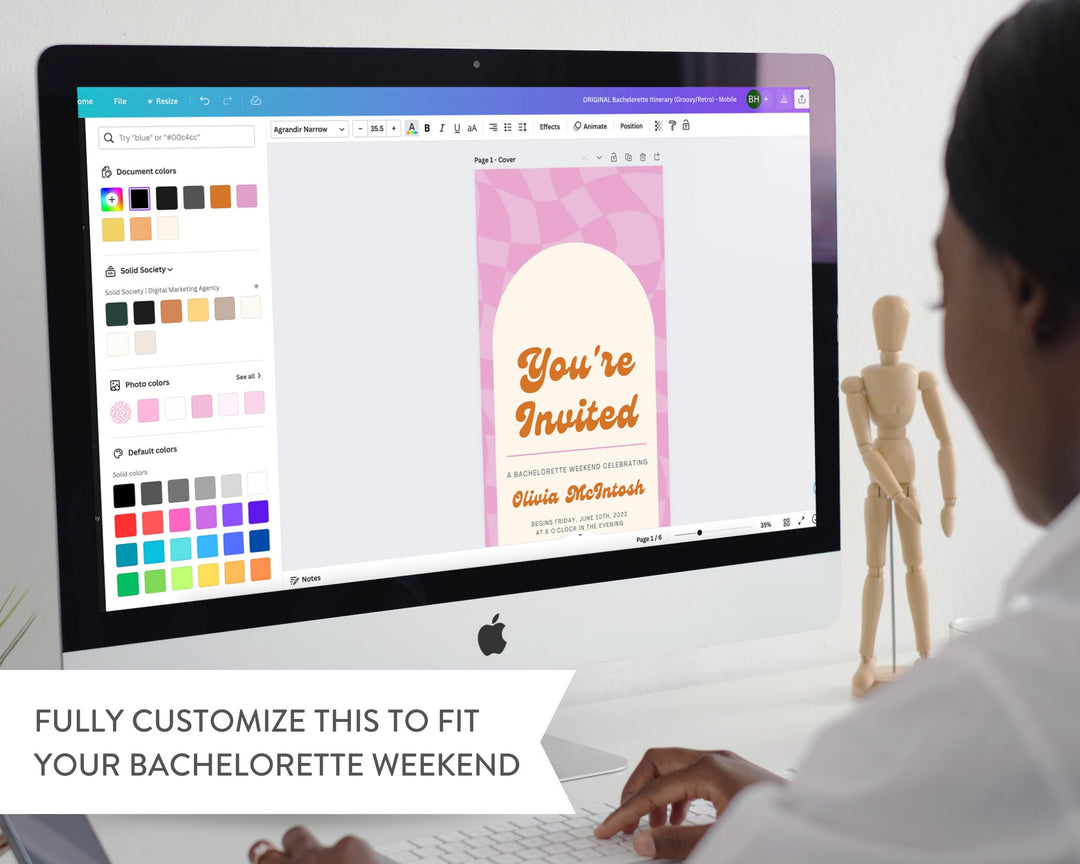 Bachelorette Itinerary Template, Groovy Retro, Editable on Canva, Printable Editable Template, Weekend Planner Digital Template Download