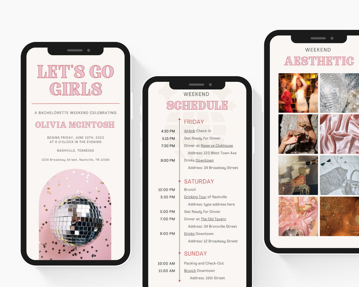 Bachelorette Itinerary Template, Nashville Themed, Editable on Canva, Printable Editable Template, Weekend Planner Digital Template Download
