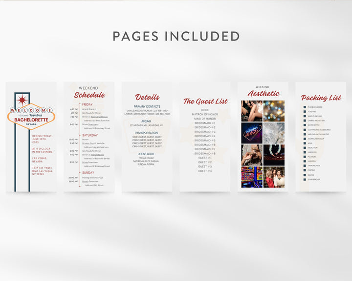 Bachelorette Itinerary Template, Vegas Themed, Editable on Canva, Printable Editable Template, Weekend Planner Digital Template Download