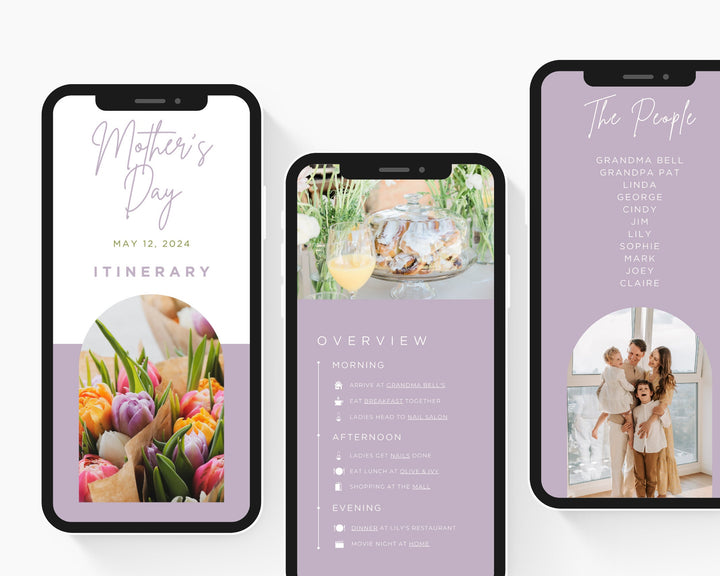 Mother's Day Itinerary Template, Editable on Canva, Printable Editable Template, Holiday Planner Digital Template Download