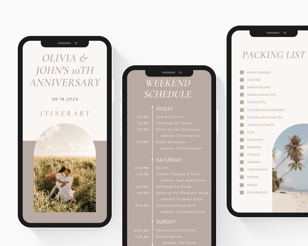 10th Anniversary Itinerary Template, Editable on Canva, Printable Editable Template, Wedding Anniversary Planner Digital Template Download