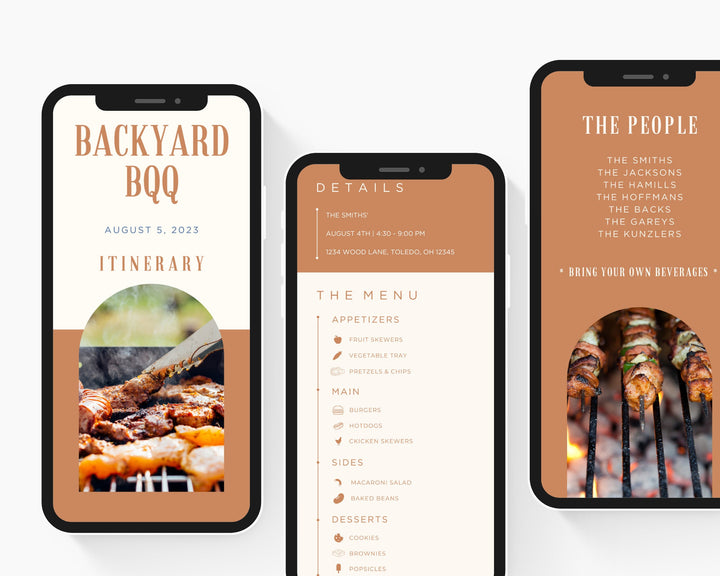 Backyard BBQ Itinerary Template, Editable on Canva, Printable Editable Template, Cookout Planner Digital Template Download