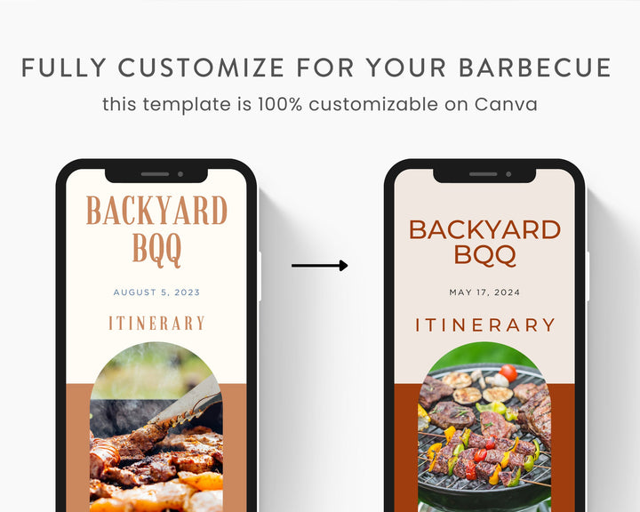 Backyard BBQ Itinerary Template, Editable on Canva, Printable Editable Template, Cookout Planner Digital Template Download