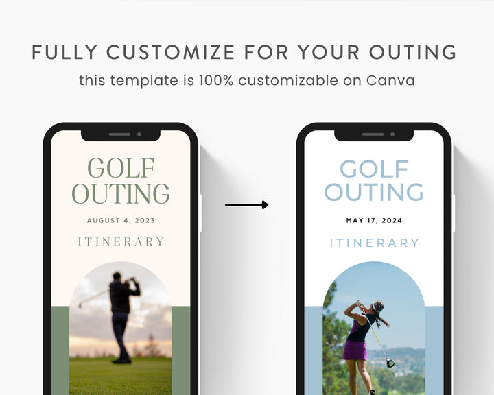Golf Outing Itinerary Template, Editable on Canva, Printable Editable Template, Golf Tournament Planner Digital Template Download