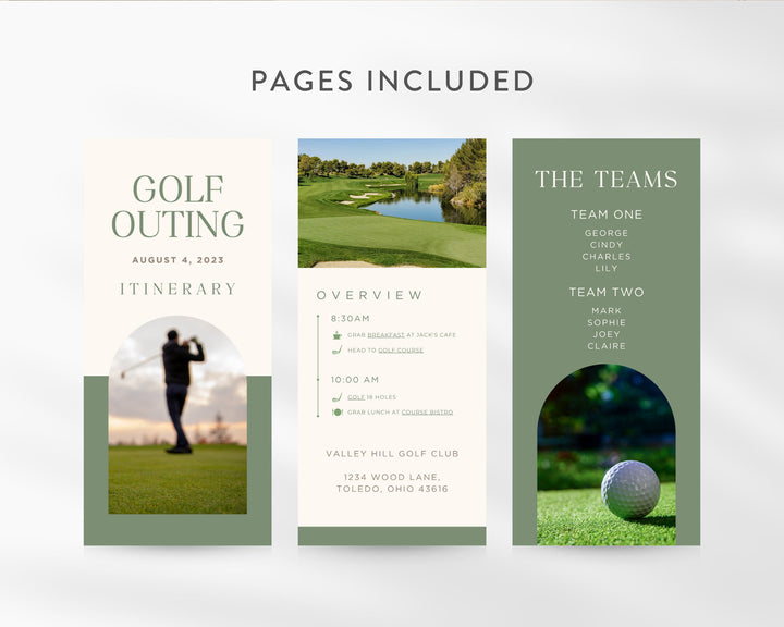 Golf Outing Itinerary Template, Editable on Canva, Printable Editable Template, Golf Tournament Planner Digital Template Download