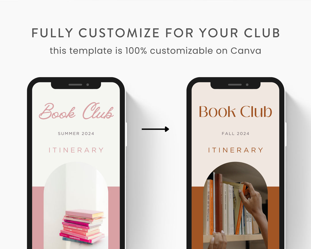 Book Club Itinerary Template, Editable on Canva, Printable Editable Template, Meeting Planner Digital Template Download