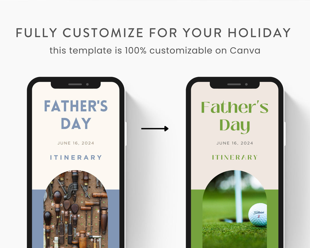 Father's Day Itinerary Template, Editable on Canva, Printable Editable Template, Holiday Planner Digital Template Download