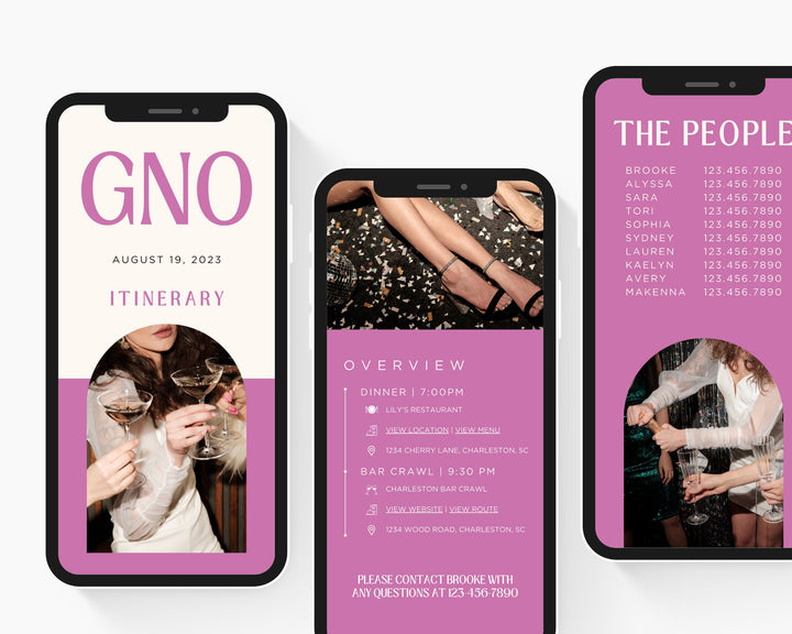 Girls Night Out Itinerary Template, Editable on Canva, Printable Editable Template, GNO Planner Digital Template Download