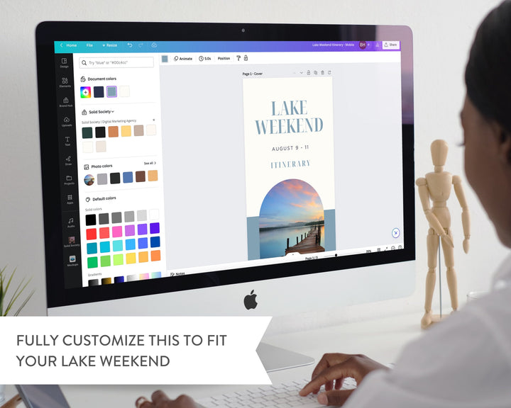Lake Weekend Itinerary Template, Editable on Canva, Printable Editable Template, Weekend Planner Digital Template Download