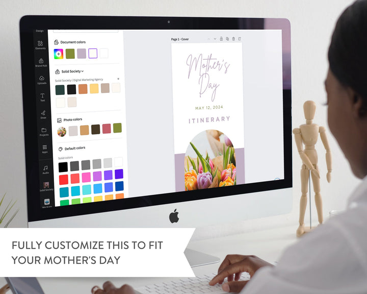 Mother's Day Itinerary Template, Editable on Canva, Printable Editable Template, Holiday Planner Digital Template Download