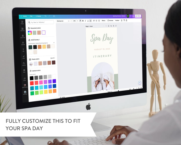 Spa Day Itinerary Template, Editable on Canva, Printable Editable Template, Event Planner Digital Template Download