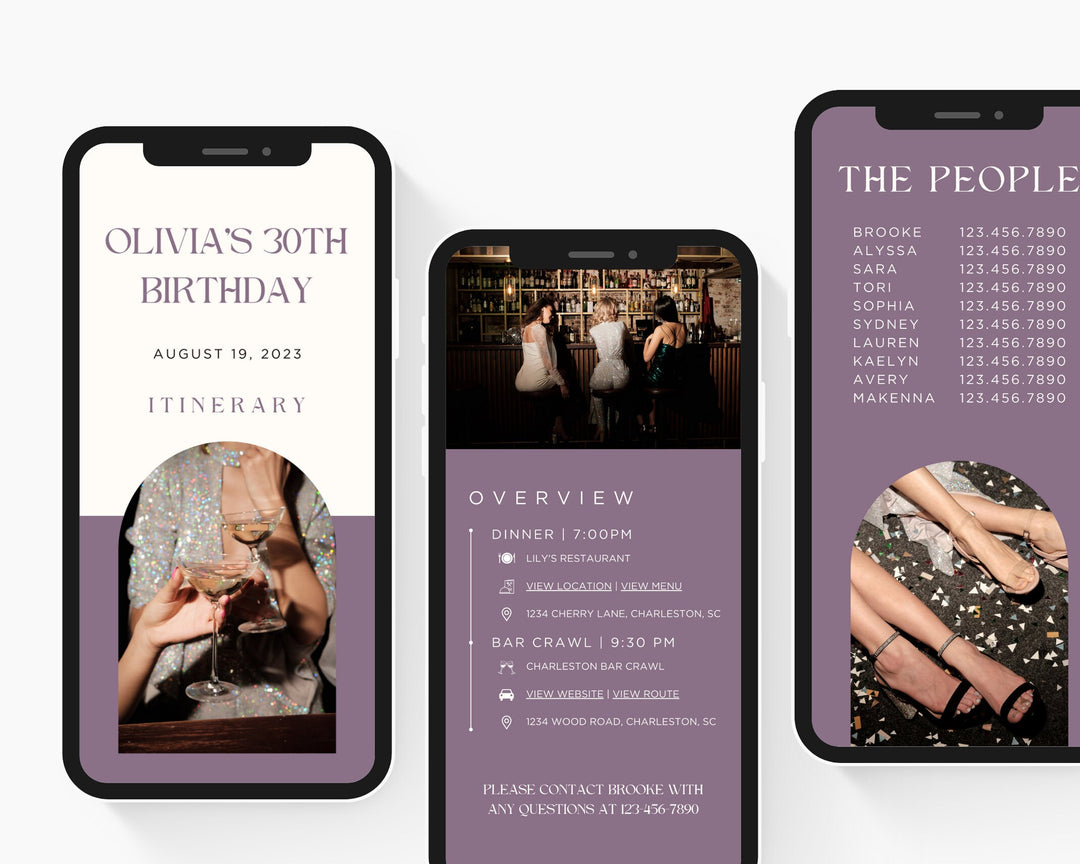 30th Birthday Itinerary Template, Editable on Canva, Printable Editable Template, Birthday Planner Digital Template Download