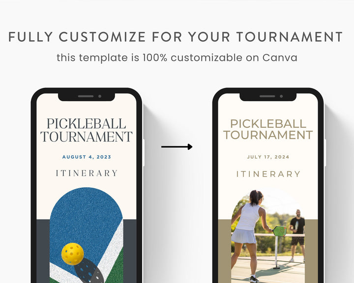Pickleball Tournament Itinerary Template, Editable on Canva, Printable Editable Template, Pickleball Planner Digital Template Download