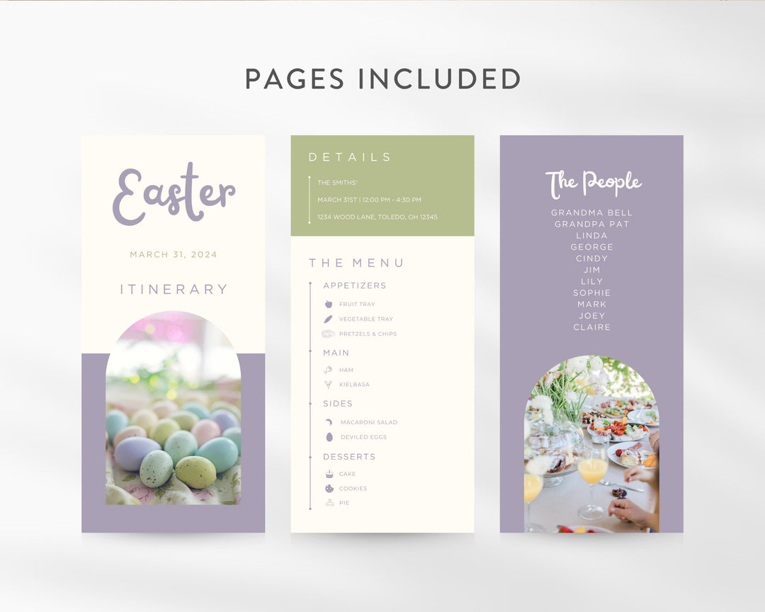 Easter Itinerary Template, Editable on Canva, Printable Editable Template, Easter Planner Digital Template Download