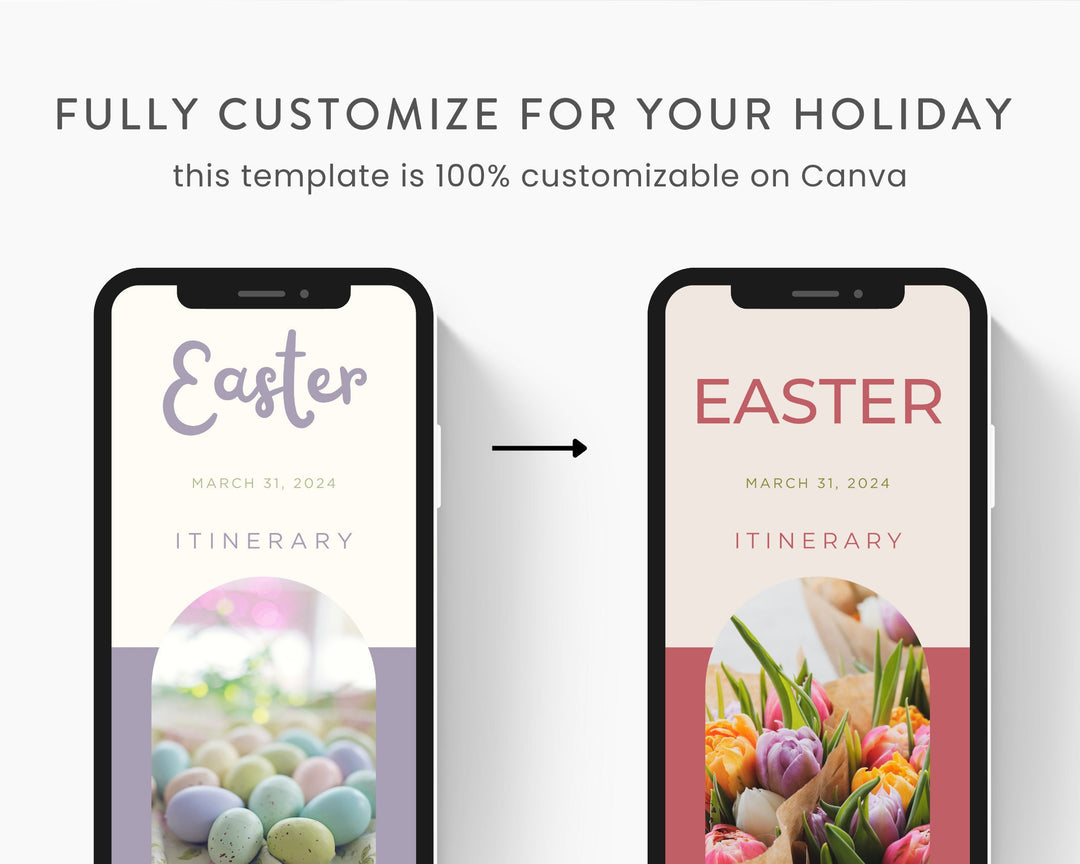 Easter Itinerary Template, Editable on Canva, Printable Editable Template, Easter Planner Digital Template Download