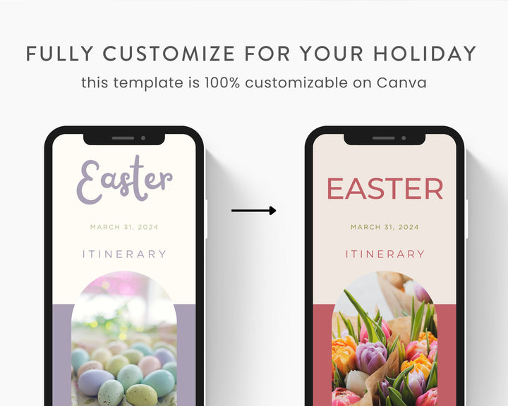 Easter Itinerary Template, Editable on Canva, Printable Editable Template, Easter Planner Digital Template Download