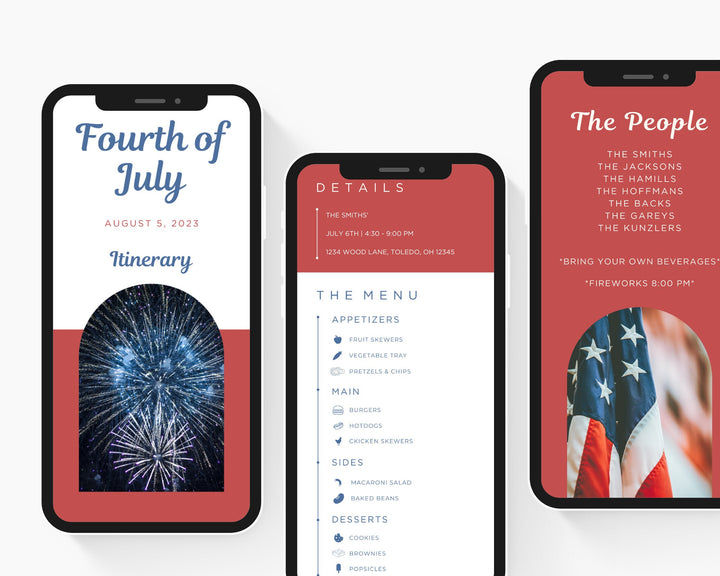 Fourth of July Itinerary Template, Editable on Canva, Printable Editable Template, July 4th Planner Digital Template Download