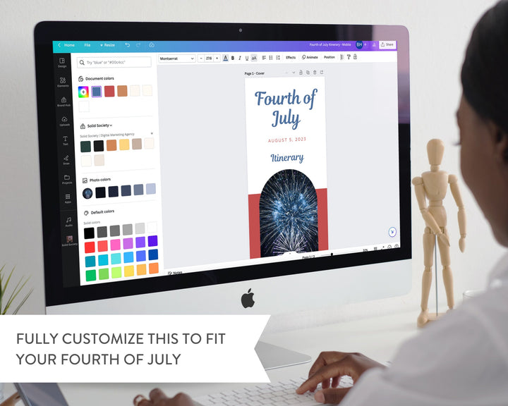 Fourth of July Itinerary Template, Editable on Canva, Printable Editable Template, July 4th Planner Digital Template Download
