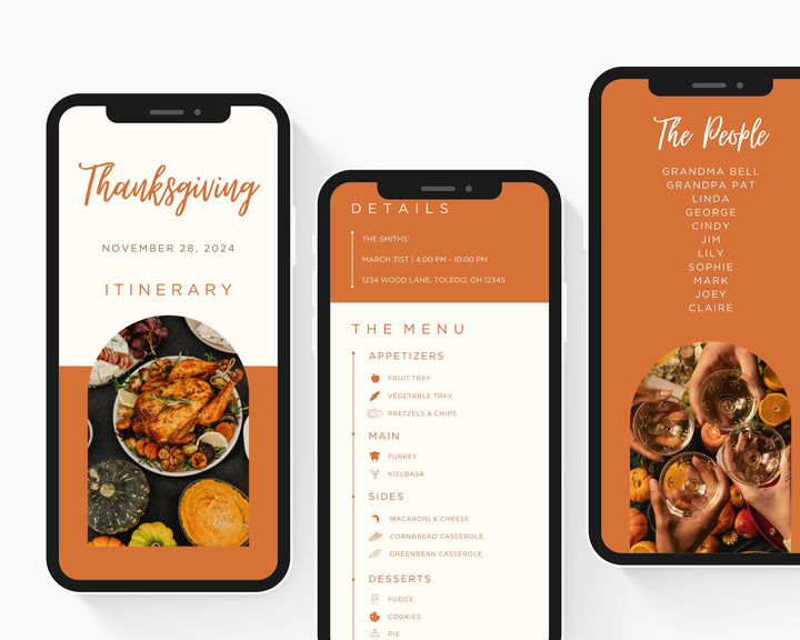 Thanksgiving Itinerary Template, Editable on Canva, Printable Editable Template, Thanksgiving Planner Digital Template Download