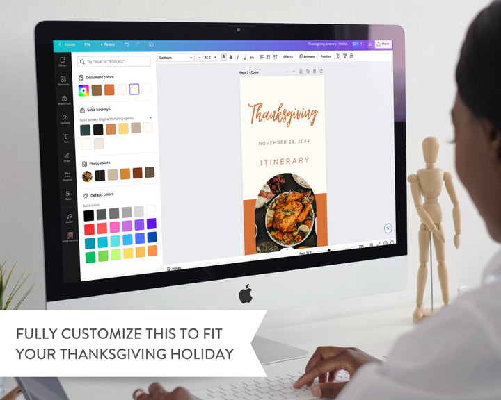 Thanksgiving Itinerary Template, Editable on Canva, Printable Editable Template, Thanksgiving Planner Digital Template Download