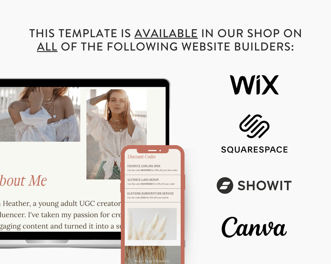 Canva Link in Bio Template for Social Media Marketing, Influencers, Coaches, Blogs, UGC Creators | HEATHER Theme | Modern Minimal