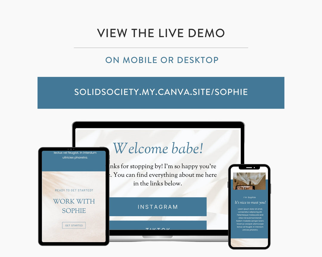 Canva Link in Bio Template for Social Media Marketing, Influencers, Coaches, Blogs, UGC Creators | SOPHIE GREY Theme | Modern Minimal