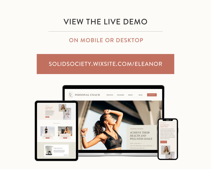 WIX Website Template for Social Media Marketing, Graphic Design, Coaches, Blogs, E-Commerce | ELEANOR Theme | Modern Minimal Neutral