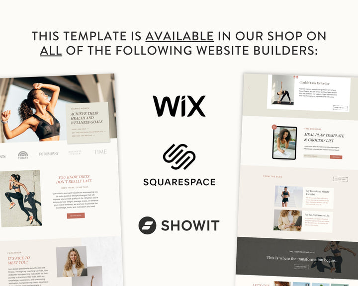 WIX Website Template for Social Media Marketing, Graphic Design, Coaches, Blogs, E-Commerce | ELEANOR Theme | Modern Minimal Neutral