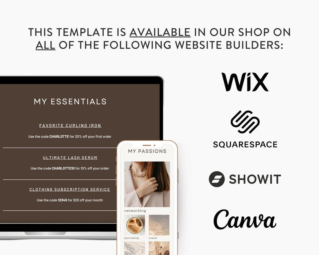 Canva Link in Bio Template for Social Media Marketing, Influencers, Coaches, Blogs, UGC Creators | CHARLOTTE Theme | Modern Minimal