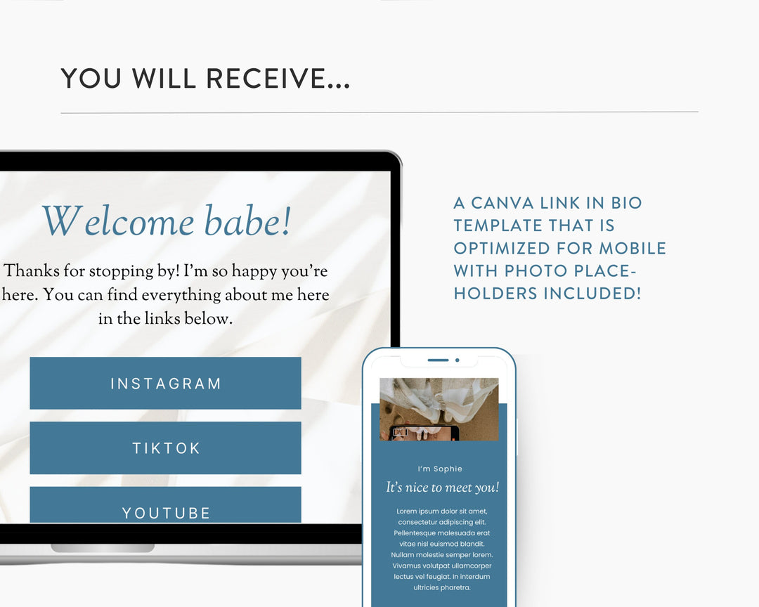 Canva Link in Bio Template for Social Media Marketing, Influencers, Coaches, Blogs, UGC Creators | SOPHIE GREY Theme | Modern Minimal