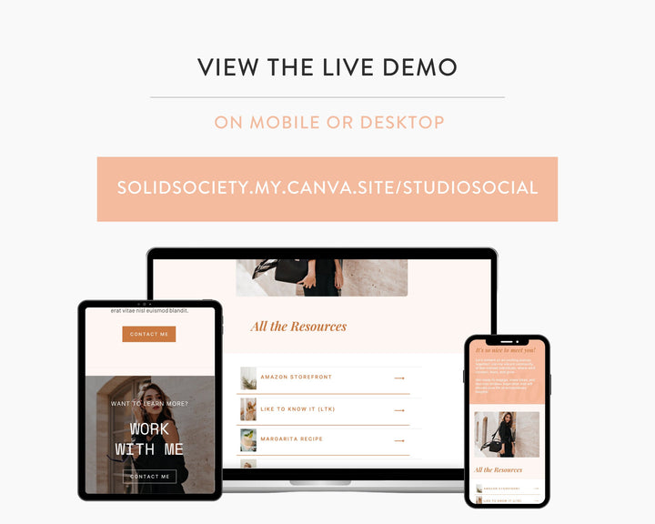 Canva Link in Bio Template for Social Media Marketing, Influencers, Coaches, Blogs, UGC Creators | STUDIO SOCIAL Theme | Modern Minimal