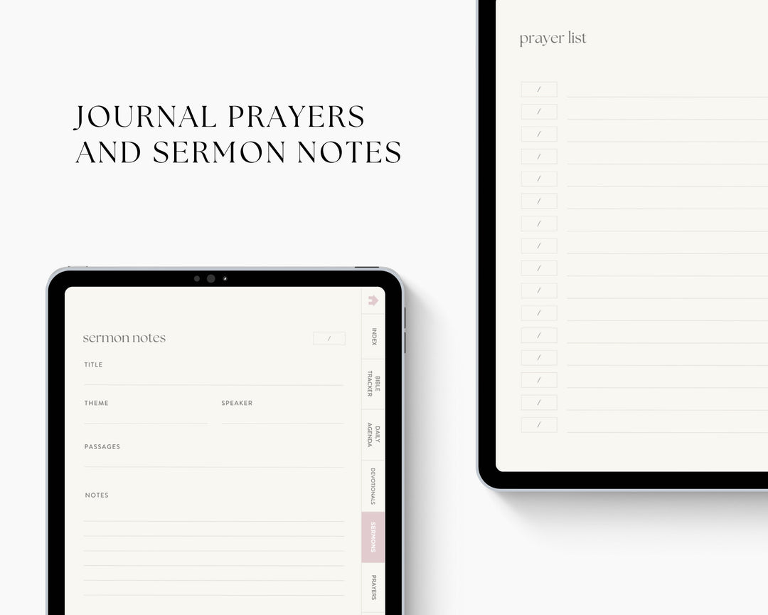 Digital Devotional Template for iPad & Tablet, Minimal Modern Faith and Wellness Journal, Christian Bible Devotional for Goodnotes | Pink