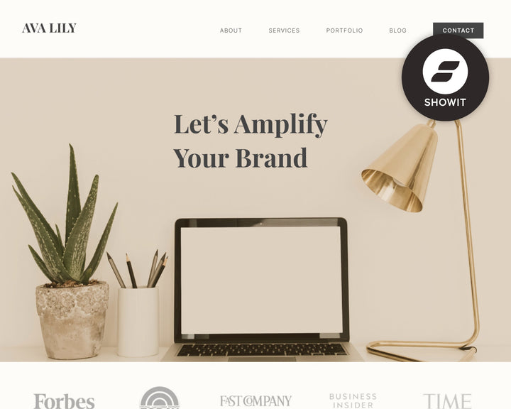 ShowIt Website Template for Social Media Marketing, Graphic Design, Coaches, Blogs, Virtual Assistant | AVA LILY Theme | Modern Minimal