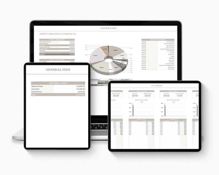 Ultimate Greek Life Budget Planner Digital Template | Google Sheets, Sorority & Fraternity Finance Tracker