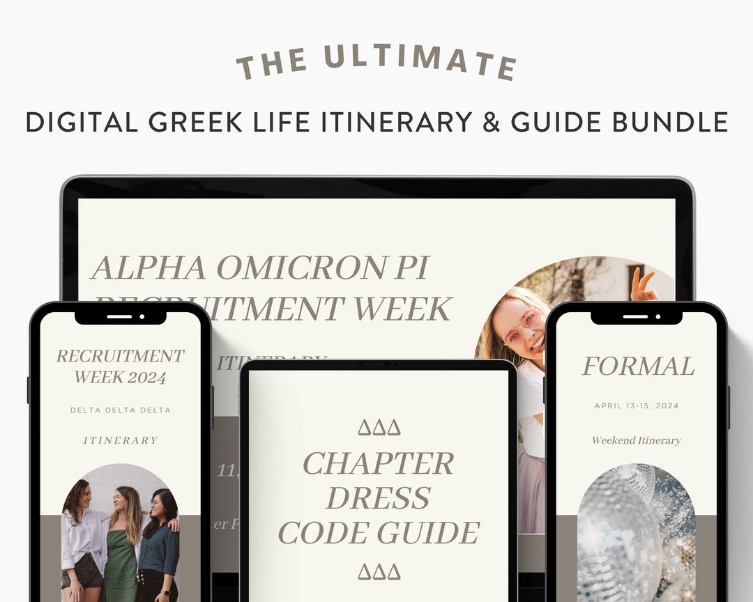 Greek Life Itinerary & Guide Bundle Digital Templates, Editable on Canva, Printable, Digital Template Download, Sorority Templates