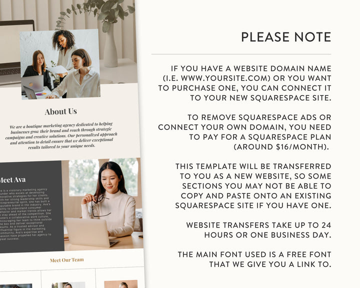 SQUARESPACE Website Template for Social Media Marketing, Graphic Design, Coaches, Blogs, E-Commerce, | AVA LILY Theme | Modern Minimal